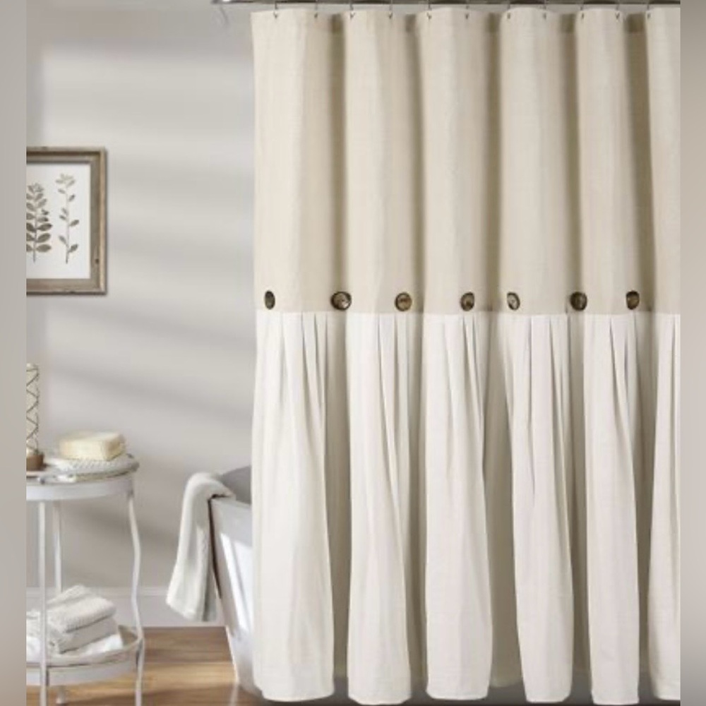 Lush Decor Linen Button Shower Curtain 72" X 72